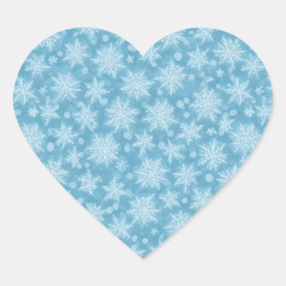 Sticker Cœur Motif Blue Snowflake
