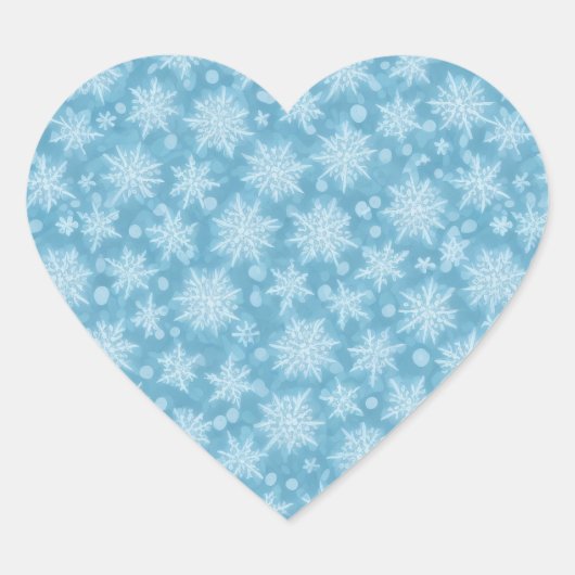 Sticker Cœur Motif Blue Snowflake (Devant)