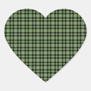 Sticker Cœur Motif carreaux vert noir