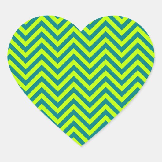 Sticker Cœur Motif Chevron turquoise et Lime Green (Devant)