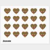 Sticker Cœur Motif d'art ethnique en Afrique (Feuille)