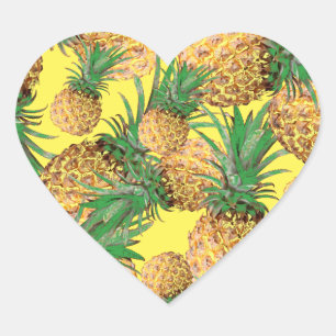 Sticker Cœur Motif de Ananas Tropical Délicieux