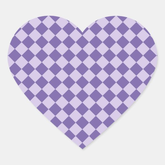 Sticker Cœur Motif de diamants de Checker Violet (Devant)