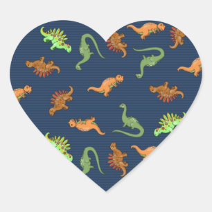 Sticker Cœur Motif de dinosaures mignons