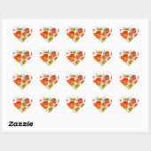 Sticker Cœur Motif de fleur de pavot rouge orange Merci (Feuille)