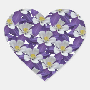 Sticker Cœur Motif de fleurs Columbine