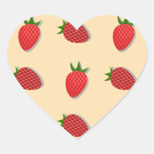 Sticker Cœur Motif de fraises pour les fruits à l'été bonnes vi