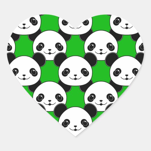 Sticker Cœur Motif de l'ours Kawaii Panda (Devant)