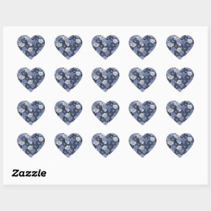 Sticker Cœur Motif de marguerite bleu et blanc