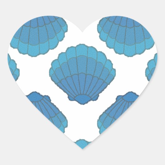 Sticker Cœur Motif de mosaïque Blue Seashell (Devant)