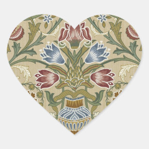 Sticker Cœur Motif de papier peint floral brocart de William Mo