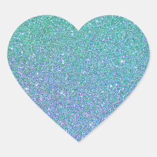 Sticker Cœur Motif de Parties scintillant Turquoise bleu vert t