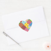 Sticker Cœur Motif de Patchwork coloré (Enveloppe)