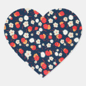 Sticker Cœur Motif de petites fleurs heureuses (Devant)