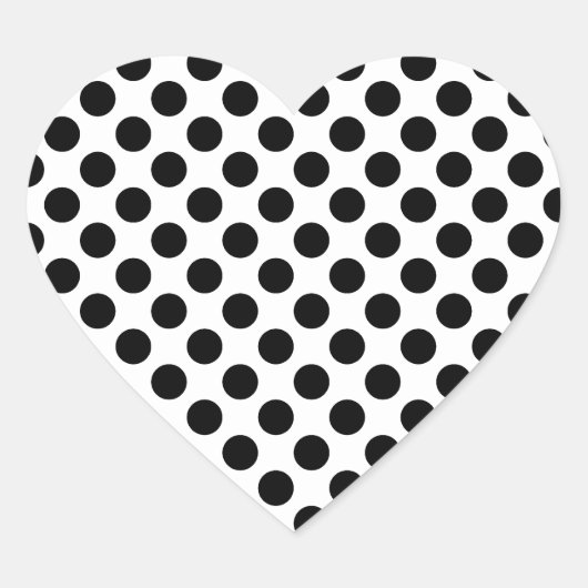 Sticker Cœur Motif de points Polka blanc et noir (Devant)
