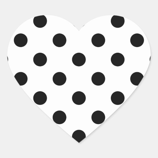 Sticker Cœur Motif de points Polka noir et blanc (Devant)