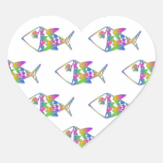 Sticker Cœur Motif de poisson Abstrait (Devant)