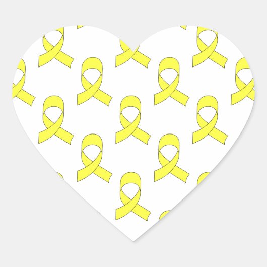 Sticker Cœur Motif de ruban jaune (Devant)