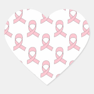 Sticker Cœur Motif de ruban rose