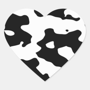 Sticker Cœur Motif de vache noir et blanc