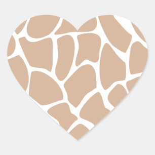 Sticker Cœur Motif d'impression Giraffe en beige.