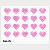 Sticker Cœur Motif d'impression Giraffe en rose vif. (Feuille)