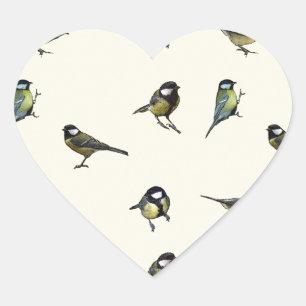 Sticker Cœur Motif d'oiseaux