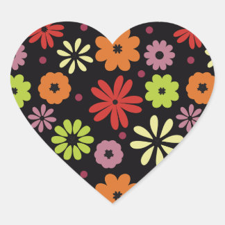 Sticker Cœur Motif floral automnal sans couture
