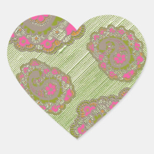 Sticker Cœur Motif floral paisible vert