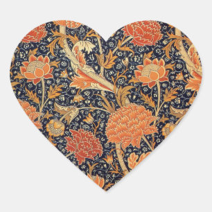 Sticker Cœur Motif floral vintage William Morris Cray