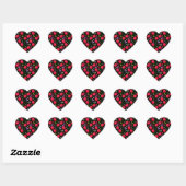 Sticker Cœur Motif joli papillon Cerise, Fruit Kawaii brillant (Feuille)