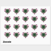 Sticker Cœur Motif Motif Monogramme noir et rose joli (Feuille)