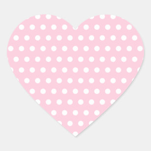 Sticker Cœur Motif Pois rose et blanc.
