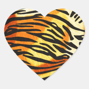 Sticker Cœur Motif Poster de animal de fourrure de tigre rayé