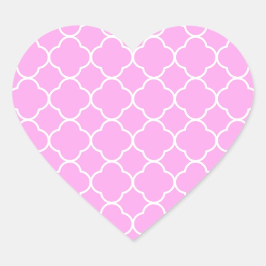Sticker Cœur Motif Quatrefoil Rose Et Blanc (Devant)
