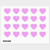 Sticker Cœur Motif rose et blanc En vichy (Feuille)