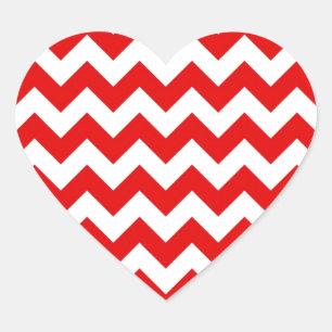 Sticker Cœur Motif rouge clair Chevron Zig-Zag