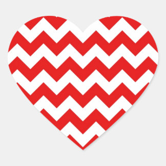 Sticker Cœur Motif rouge clair Chevron Zig-Zag