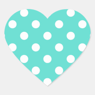 Sticker Cœur Motif turquoise Blue Polka