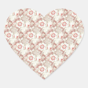 Sticker Cœur Motif vintage rose et blanc