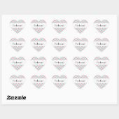 Sticker Cœur Motif Zigzag, Chevron, Bleu, Rose, Mariage (Feuille)