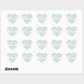 Sticker Cœur Motif Zigzag, Chevron, Bleu, Vert, Mariage (Feuille)