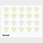 Sticker Cœur Motif Zigzag, Chevron, Jaune, Gris, Mariage (Feuille)