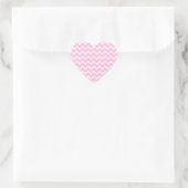Sticker Cœur Motif Zigzag rose pâle et blanc. (Sac)