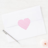 Sticker Cœur Motif Zigzag rose pâle et blanc. (Enveloppe)