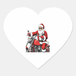 Sticker Cœur Moto à cheval père Noël