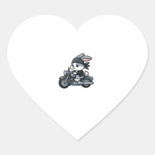 Sticker Cœur Motocyclette de lapin pour animal de compagnie amu