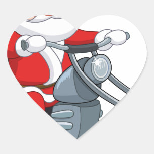Sticker Cœur motocycliste santa claus