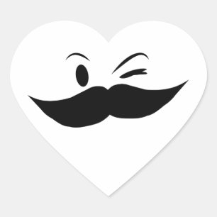 Sticker Cœur Moustache Kinky
