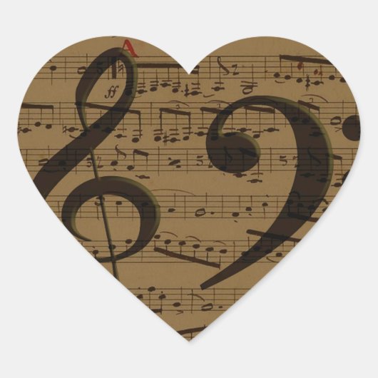 Sticker Cœur Musical Treble Clef Sheet Musique Classique (Devant)